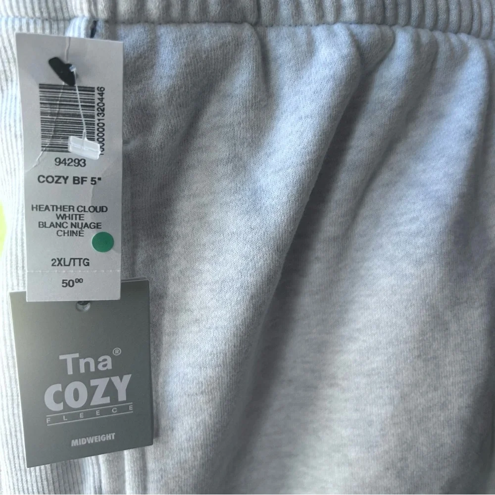 TNA Cozy BF Heather Cloud Gray Drawstring Athletic 5” Shorts, Women’s XXL - Picture 2 of 8